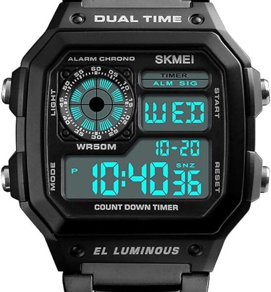 SKMEI Male Countdown Waterproof Electronics Watches 3 Time Digital Sports Wristwatches For Mens Women Fashion Alarm Date Watch